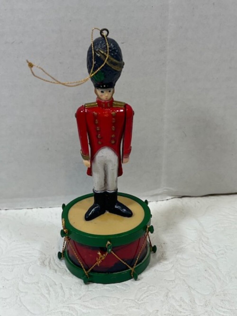 VTG Classic Plastic Toy Soldier on Drum Christmas Tree Ornament 2"x5" Decor